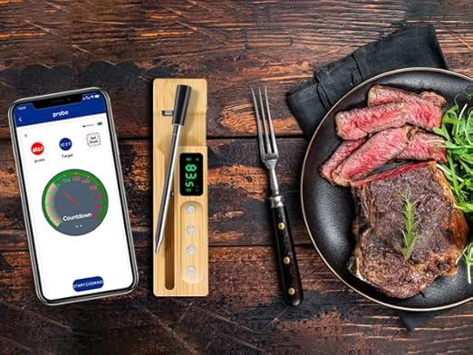 Smart Wireless Meat Thermometer,Digital Cooking Thermometer 700FT Remote Range,Instant Food Thermometer with Wireless Probe & Booster for Grilling and Smoking,BBQ,Oven,Kitchenr