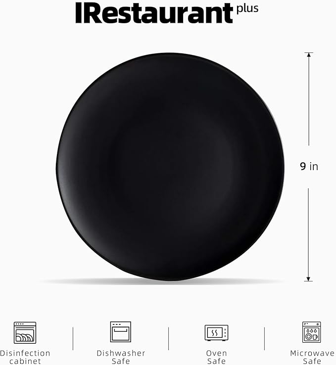 Stoneware Coupe Commercial Grade Dinnerware, Matte Black, Plate 9", Case of 24