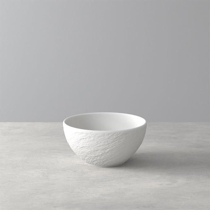 Villeroy & Boch Manufacture Rock Blanc 4-Piece Place Setting, Plates & Bowls, Premium Porcelain, Made in Germany, Matte White