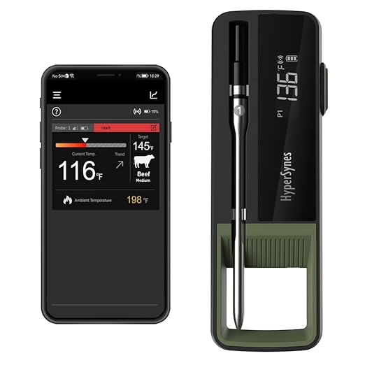 Wireless Meat Thermometer for Grilling – Bluetooth 5.2 Smart Cooking Thermometer with App, Rechargeable, 304 Stainless Steel, Long Range, Food-Grade for Oven, Smoker, BBQ