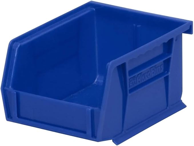 Akro-Mils 30210 AkroBins Plastic Storage Bins, Space-Saving Stackable Bins for Garage, Pantry, Craft Organization, 5" x 4" x 3", Blue, 24-Pack