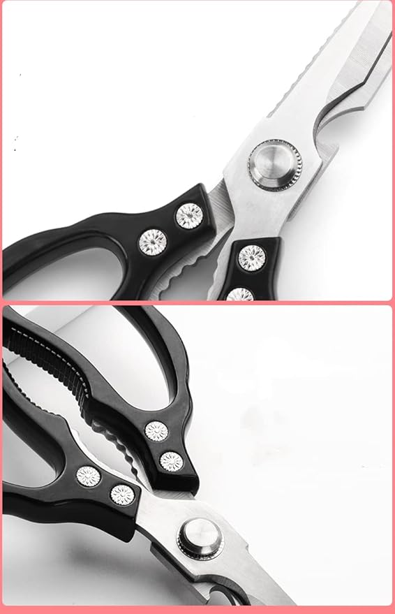 AWinjoy Heavy Duty Sharp Kitchen Scissors, Dishwasher Safe, Cooking Shears for Meat, Chicken, Fish, Poultry, Herb, Bread (Black)