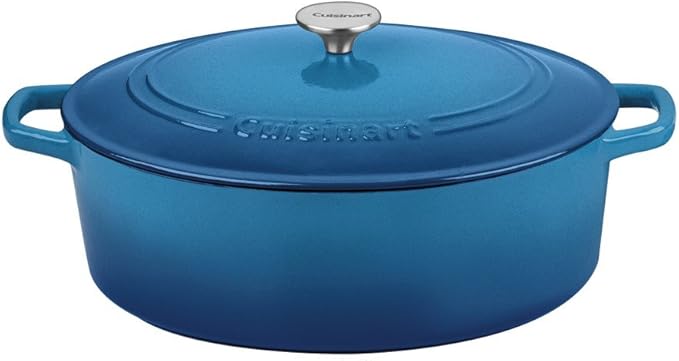 Cuisinart Chef's Classic Enameled Cast Iron Oval Covered Casserole (Gradient Blue, 7- Quart)