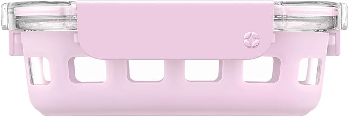 Ello Duraglass Meal Prep Container, 1.75 cup- Glass Food Storage Container with Silicone Sleeve and Airtight BPA-Free Plastic Lid, Dishwasher, Microwave, and Freezer Safe, Cashmere Pink