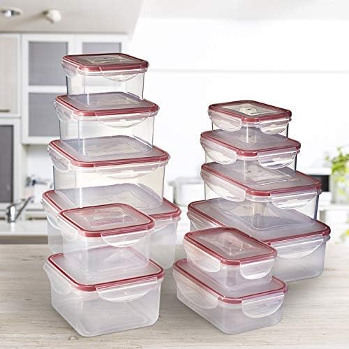 Food Storage Containers with Lids – 12 Pack Set (24 Pieces Total) -Reusable Plastic Containers – BPA-Free, Stackable, Microwave, Dishwasher, Freezer Safe – Airtight