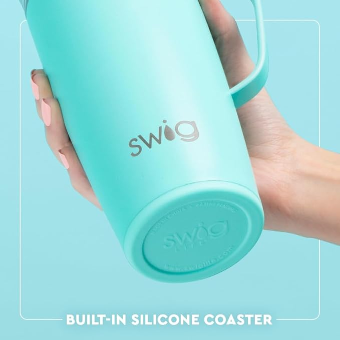 Swig Life 22oz Travel Mug, Insulated Tumbler with Handle and Lid, Travel Coffee Mug, Cup Holder Friendly, Stainless Steel 22 oz Tumbler, Reusable Insulated with Lid (Funky Chicken)