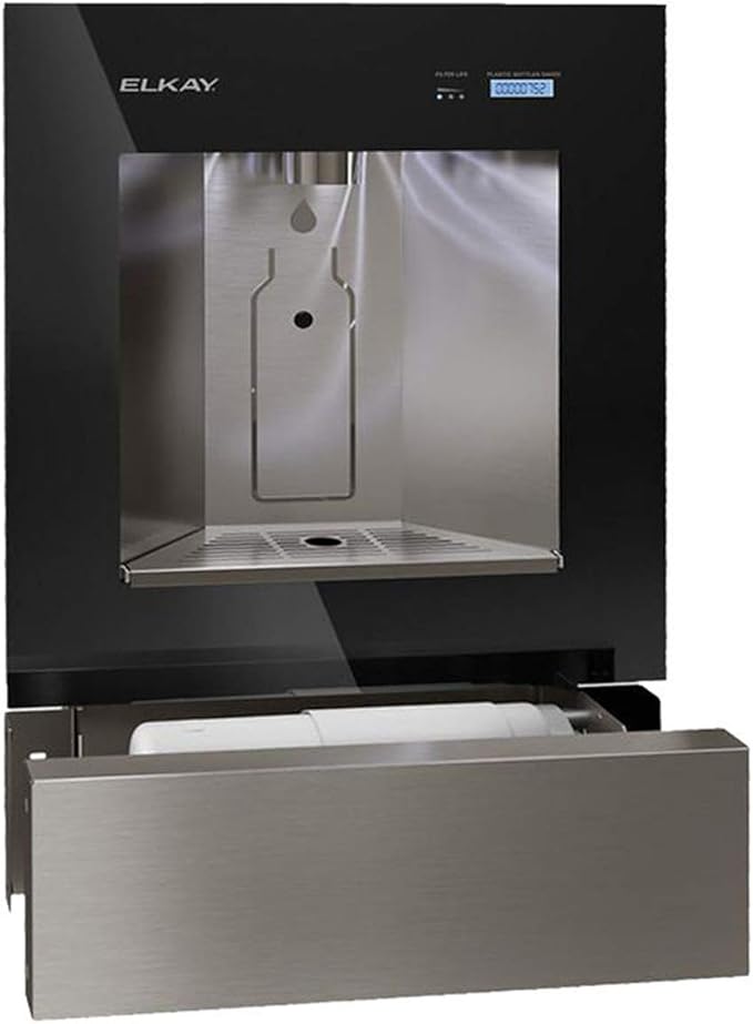 Elkay LBWD00C Liv Recessed Bottle Filling Station with Hands Free Operation and Filter - Midnight