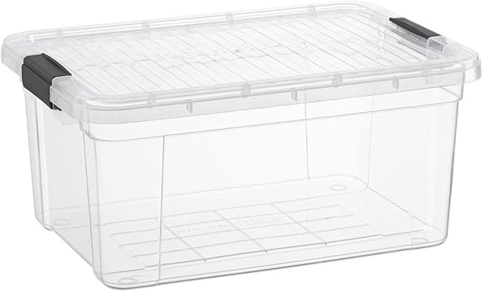 Superio Small Clear Storage Box with Lid, 6.6 Quart Plastic Container Bins for Organizing, Stackable Crates, BPA Free, Non Toxic, Odor Free, Organizers for Home, Office, School, and Dorm