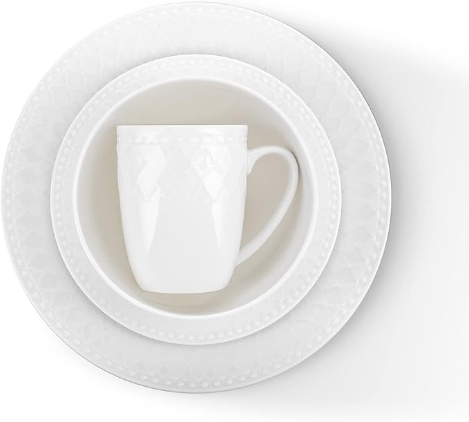 Stone Lain Alexandria 16-Piece Dinnerware Set Bone China, White