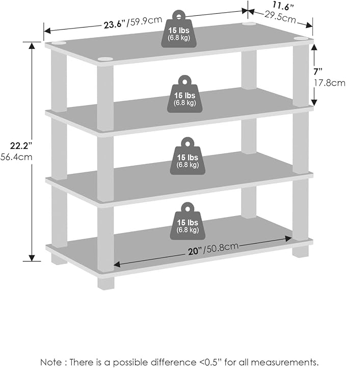 Furinno Turn-N-Tube Storage Shelves Set of 2, 4-Tier Stackable Standing Shelf, Open Corner Shelf, for Organization and Storage, Living Room, Garage, Home Office, Amber Pine