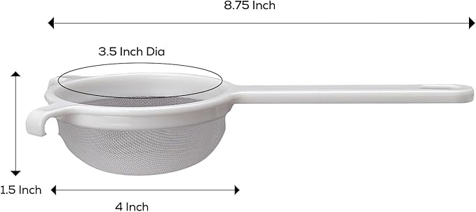 HIC Kitchen Double-Ear Fine Mesh Strainer, BPA-Free, 4-Inch, For Sifting Baking Ingredients, Straining, And Draining Soups And Sauces