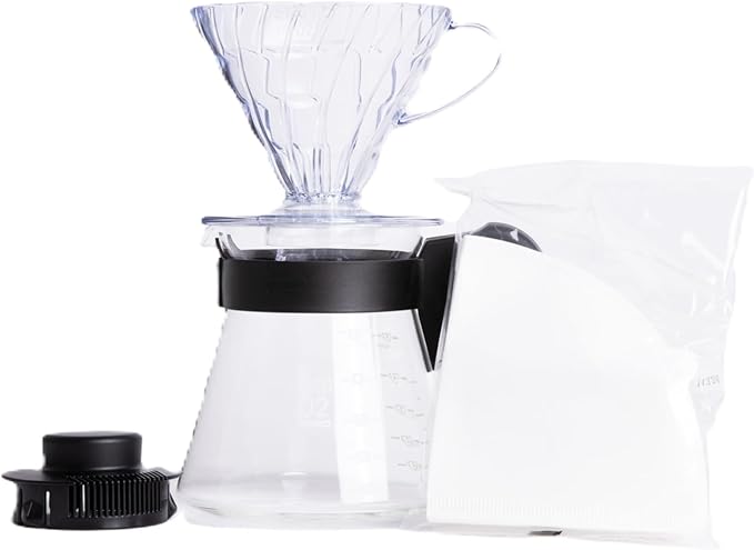 Hario V60 Pour Over Coffee Starter Set, Size 02, Black