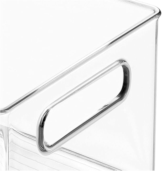 mDesign Deep Plastic Kitchen Storage Organizer Container Bin for Pantry, Cabinet, Cupboard, Shelves, Fridge, or Freezer - Holds Dry Goods, Sauces, Condiments, Drinks, 2 Pack, Clear