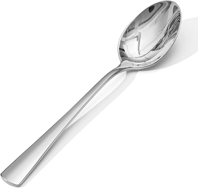 KINGSTONE 4 Piece Dinner Spoon Set, 18/10 Stainless Steel Spoons, Silver Food Grade Table spoons of 4, Metal Spoons for Home, Kitchen, Weddings, Parties or Restaurant, Dishwasher Safe-8.15inches