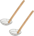 Helen’s Asian Kitchen Spider Strainer | 7-Inch Stainless Steel Wire Mesh Ladle with Sustainable Wood Handle for Large Batch Cooking and Frying, Set of 2