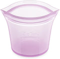 Zip Top Reusable Food Storage Bags | Short Cup [Lavender] | Silicone Meal Prep Container | Microwave, Dishwasher and Freezer Safe | Made in the USA
