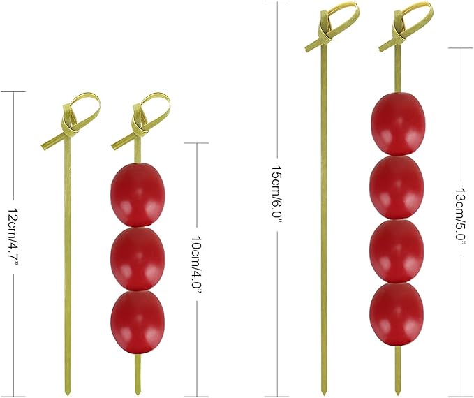 Minisland 200 Pcs Premium Bamboo Knot Cocktail Picks 4.7 Inch Long Fancy Toothpicks for Appetizers Party Food Fruit Drinks Garnish Skewer Sticks -MSL160