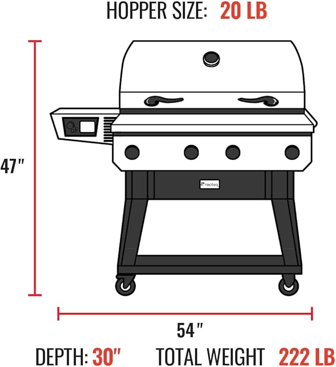 recteq X-Fire Pro 825 Wood Pellet Smoker Grill, Wi-Fi Electric Pellet Grills, Dual Cooking Modes for Hot and Fast + Low and Slow Cooking (Grill + Basics Bundle)