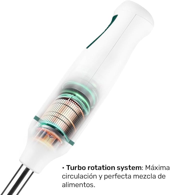 TAURUS ROBOT 500 INOX Immersion Blender 500 W | Stainless Steel | Detachable Rod | Turbo Rotation System | Pulse Control | Ergonomic Design and Anti Splash