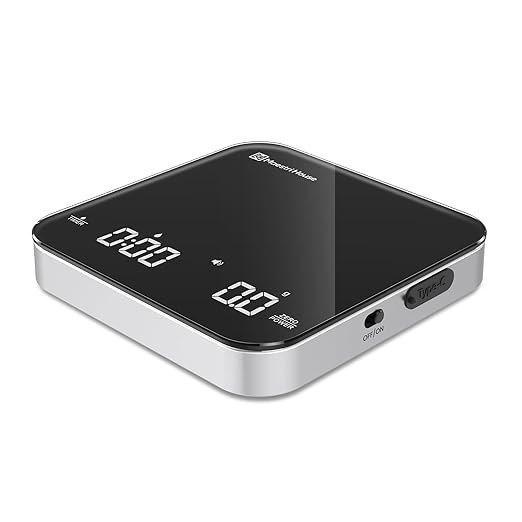 Maestri House Mini Coffee Scale with Timer, USB-C Rechargeable Espresso Scale, 2kg/0.1g Accurate Scale for Espresso and Pour-Over Coffee, Portable Digital Kitchen Scale with Auto Timer (Black&Silver)