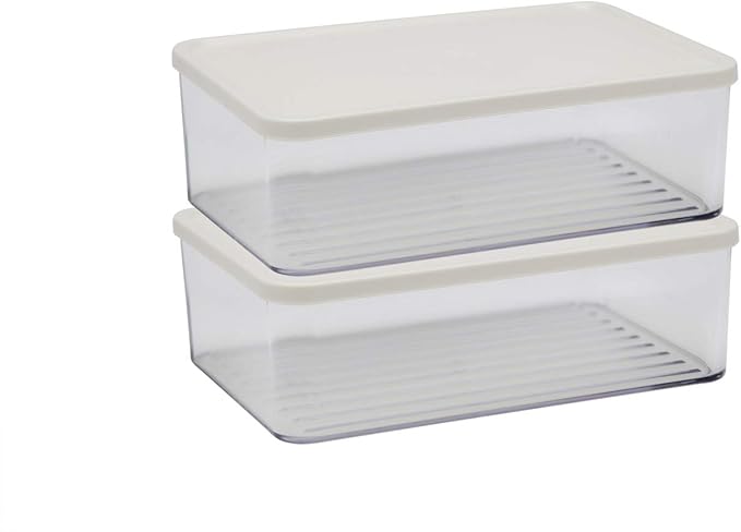 Silicook Flat Plastic Box for Kitchen for Kitchen&Refrigerator Organization, Transparent Food Storage Container for Kitchen, Fridge, Freezer (5 x 600ml)