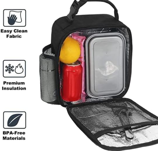 Lunch Box for Men & Women Durable Lunch Bag for Adults Reusable Small Lunchbox Black