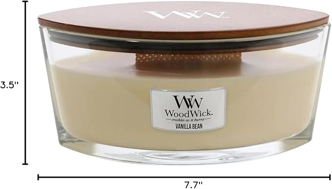 WoodWick Vanilla Bean Holiday Candle Gifts for Women and Men, 16 oz Ellipse Candle with Crackling Wick