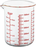 High Borosilicate Glass Measuring Cup-V-Shaped Spout，Glass Measuring Beaker for Kitchen or Restaurant, Easy to Read, 500 ML (16 Oz, 2 Cup)