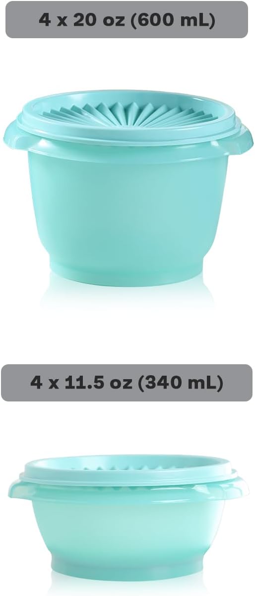 Tupperware Heritage Collection, New 16 Piece Food Storage Container Set in Vintage Green, Dishwasher Safe and BPA Free (8 containers, 8 lids)