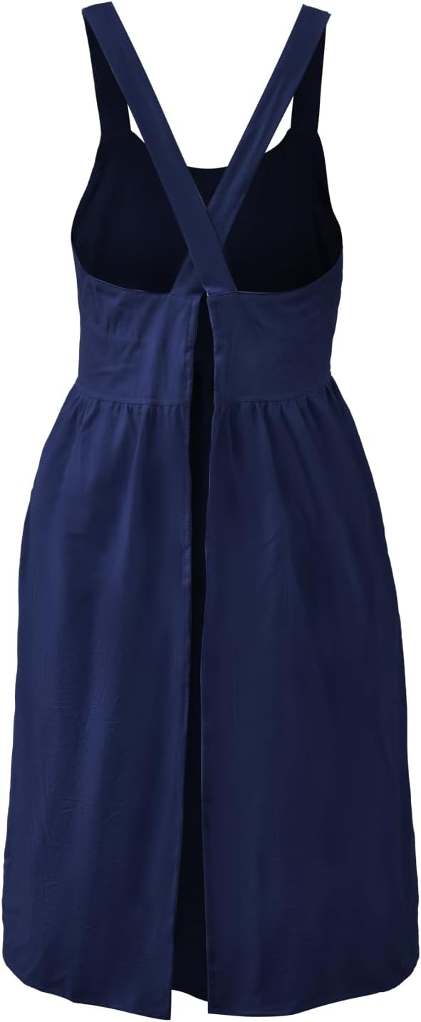 Uaussi Cotton Linen Apron Cross Back Work Apron for Women with Pockets Pinafore Dress X Cross Halter Apron for Chef Gardening