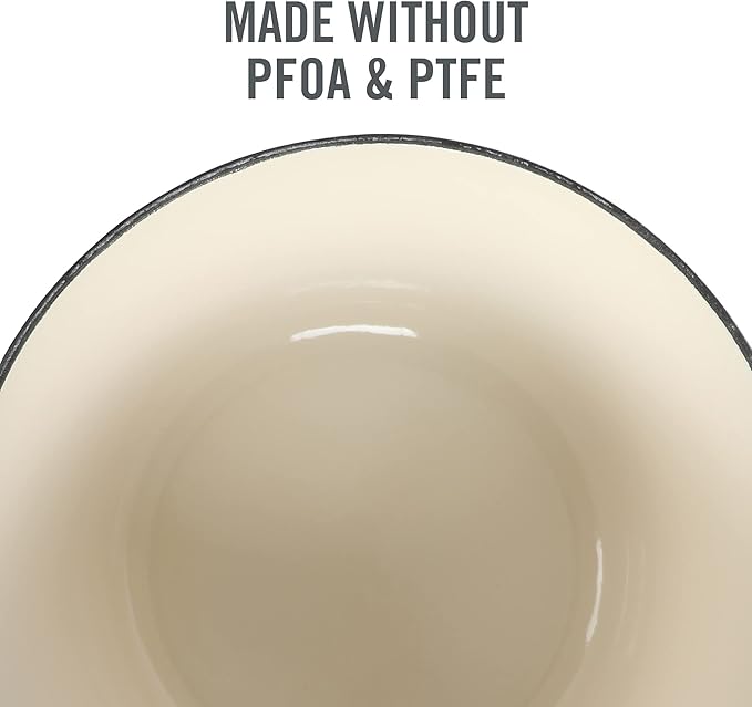 MARTHA STEWART Gatwick 7-Quart Enamel Cast Iron Dutch Oven Pot with Lid – Matte White – Durable Heavy-Duty Dutch Oven for Slow Cooking, Braising & Baking