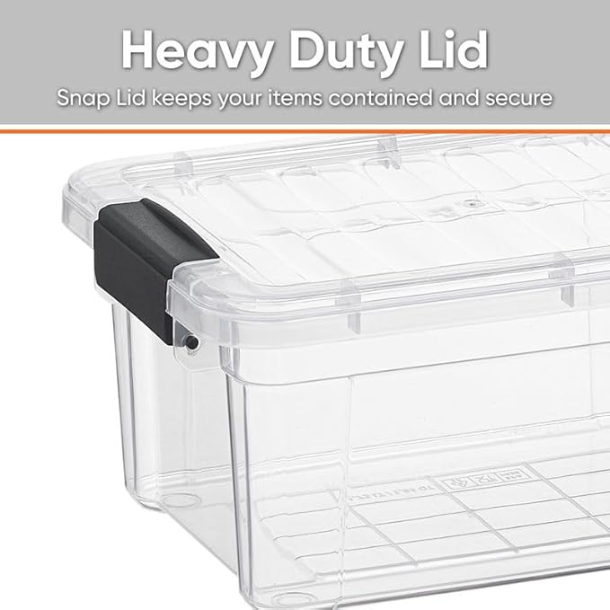 Superio Clear Plastic Storage Bin with Lid, 3.4 Qt, Non-Toxic, BPA Free, Odor Free, Organizer Storage Box, Stackable Plastic Tote for Home, Garage, School, and Office, X-Small