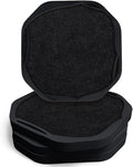 UMIRRO Absorbent Coasters for Drinks, Cool Silicone Cup Coaster with Felt Insert for Modern Coffee Table Decor, Small Unique Birthday Gift Ideas for Men Dad Him Women Mom Her, 4", Black, Set of 4