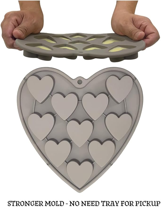 Heart Shaped Cake Pans Heart Silicone Mold for Baking, Large 2 Inches Heart Molds, 10 Cavities Suitable for Ice Cube Mold, Chocolate Mold, Valentines Silicone Molds