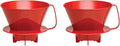 Fino Pour-Over Coffee Brewing Filter Cone, Number 4-Size, Red, Brews 8 to 12-Cups, Set of 2