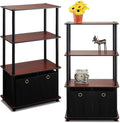 Furinno Go Green 4-Tier Multipurpose Storage Shelf with Bins, Set of 2, Dark Cherry