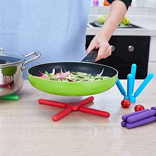 3/Pack Foldable Silicone Trivets, FENGCHEN Folding Trivet, Non-Slip Collapsible Cross Compact Design Expandable Silicone Pot Holder,Red
