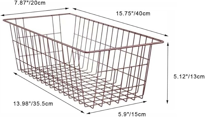 SANNO Freezer Baskets, Wire Storage Baskets Bin Organizer Food,Kitchen, Basket Organizers Bins for Home, Bathroom, Closet Organization, White,Set of 4 Brown