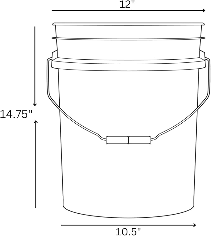 House Naturals 5 Gallon Premium HPDE Plastic Bucket - Made in USA Food Grade Storage Container, BPA Free All Purpose Pail (3, Black)