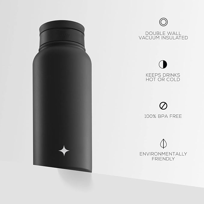 JoyJolt Triple Insulated Water Bottle with Straw Lid AND Flip Lid! 32oz Large Water Bottle, 12 Hour Hot/Cold Vacuum Insulated Stainless Steel Bottle. BPA-Free Leakproof Water Bottles - Thermos Bottle
