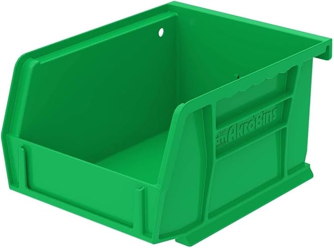Akro-Mils 30210 AkroBins Plastic Storage Bins, Space-Saving Stackable Bins for Garage, Pantry, Craft Organization, 5-Inch x 4-Inch x 3-Inch, Green, 24-Pack