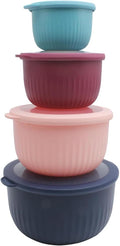 COOK WITH COLOR Prep Bowls with Lids- Wide and Deep Nesting Plastic Small Mixing Bowl Set with Lids, 8 Piece Set - Deep Bowls, Navy