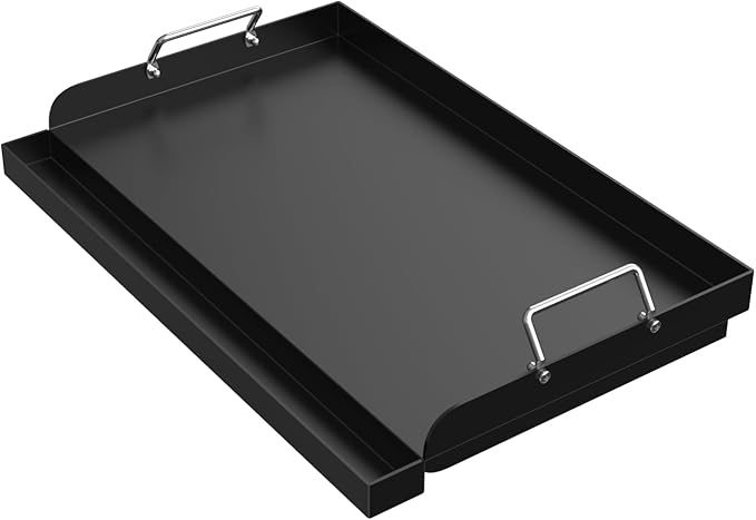 25" x 16" Universal Stovetop Griddle for Most Gas Stove/Charcoal/Electric Grill,Pre-Seasoned Flat Top Plate with Removable Handles for Camping & Tailgating, Plancha Para Cocinar, Nonstick Carbon Steel