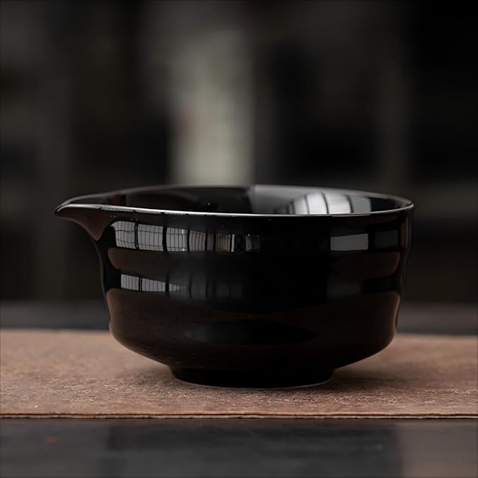 Matcha Whisk Holder Matcha Chasen Whisk Stand Ceramic Holder fit for Traditional Japanese Tea Ceremony Starter Matcha Tools Matcha Bowl (Black Matcha Bowl)