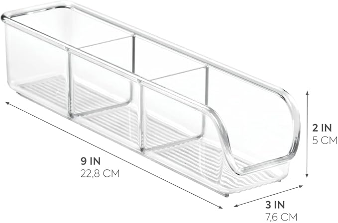iDesign Plastic Packet Organizer Kitchen Storage Containers for Sugar, Salt, Pepper, Sweeteners, Tea Bags, Spices, The Linus Collection, 1 Count (Pack of 2), Clear