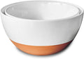 Mora Ceramic Large Mixing Bowls - Set of 2 Nesting Bowls for Cooking, Serving, Popcorn, Salad etc - Microwavable Kitchen Stoneware, Oven, Microwave and Dishwasher Safe - Extra Big 2.5 & 1.6 Qt - White