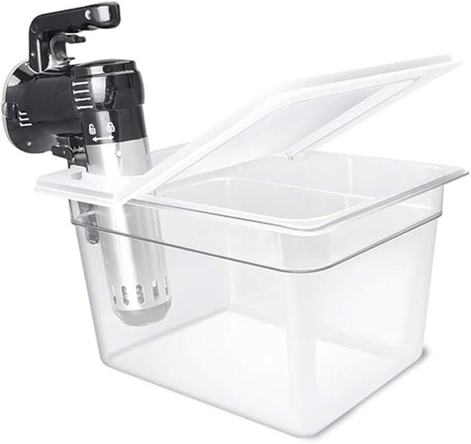 Everie Sous Vide Container 12 Quarts with Universal Collapsible Hinged Lid, Compatible with All Anova Models, Joule, Wancle, Instant Pot and Other Cookers, EVC-TY-PP