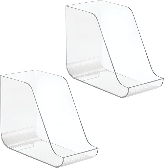 mDesign Can Organisers for Pantries, Fridge Drawers & Fridge Shelves - Kitchen Storage Solutions - for up to 7 Cans of Soda, Food, or Soups - Kitchen Accessories — Pack of 2 - Clear