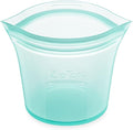 Zip Top Reusable Food Storage Bags | Short Cup [Teal] | Silicone Meal Prep Container | Microwave, Dishwasher and Freezer Safe | Made in the USA