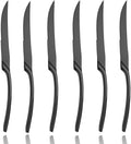 Lemeya Stainless Steel Black Steak Knives Set of 6,Forge Steak Knife,Serrated Steak Knives Set,6 Piece Heavy Steak Knives-10 inch,Mirror Polished,Dishwasher Safe